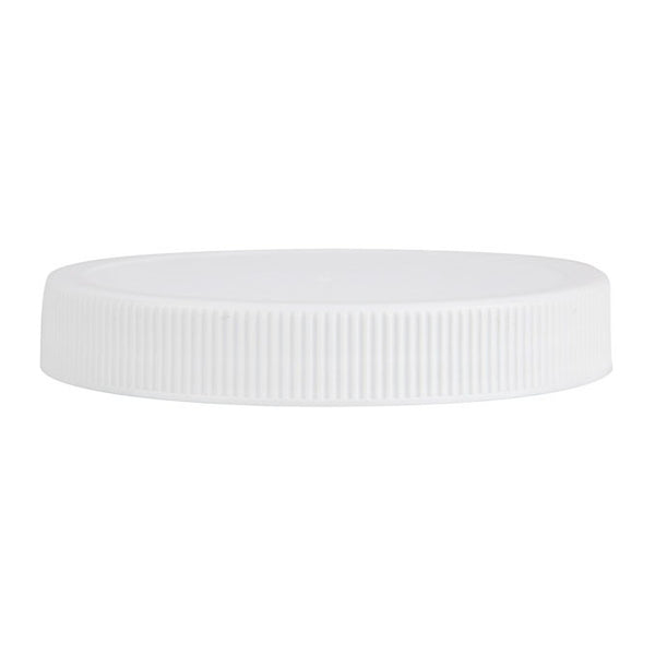 89-400 White Ribbed Plastic Cap (Pressure Sensitive Liner)