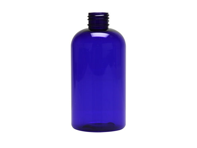 8 oz Boston Round Plastic Bottle 24-410 Cobalt Blue PET