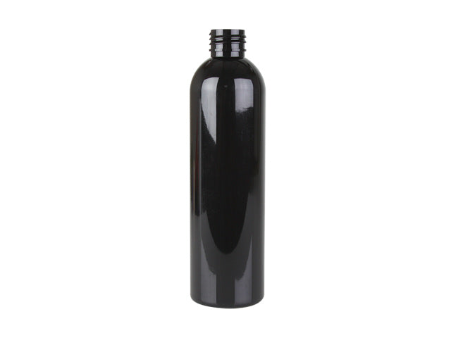 8 oz Black 24-410 Cosmo Round PET Bottle