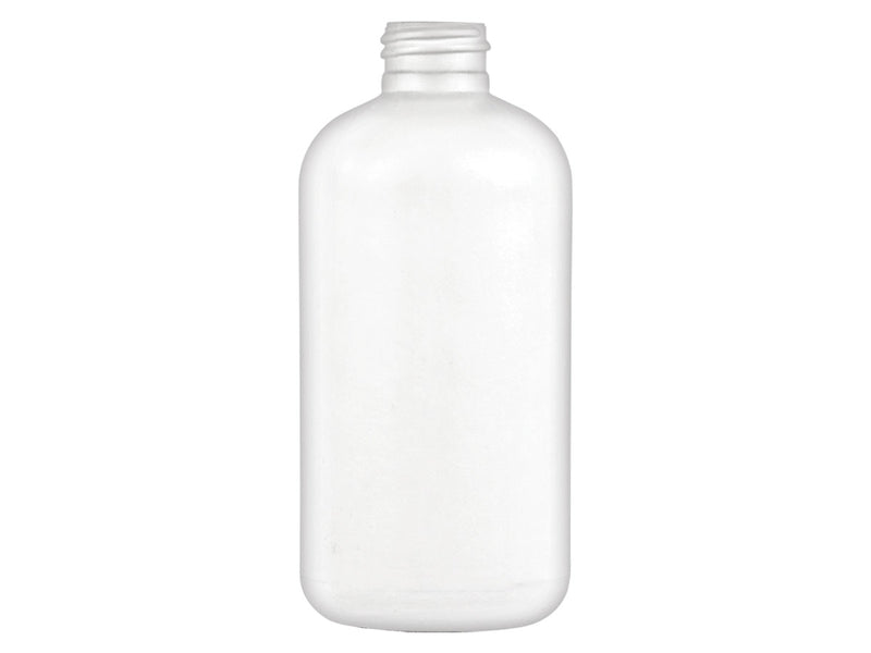8 oz 24-410 White 50% PCR HDPE Boston Round Plastic Bottle