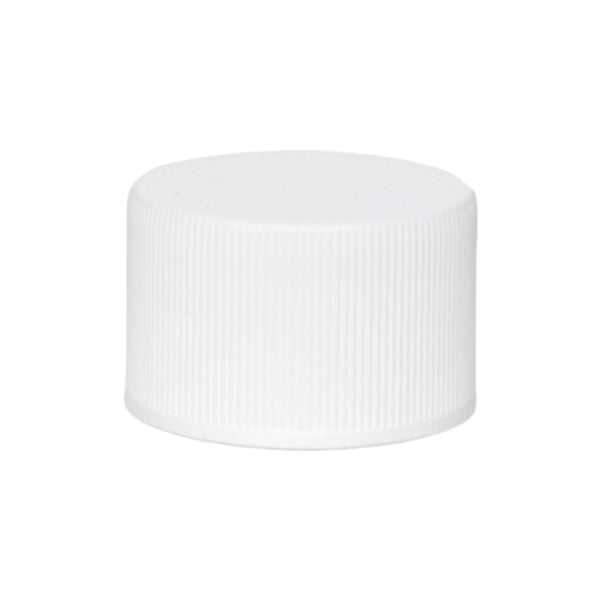28-410 White Ribbed Plastic Cap (Foam Liner)