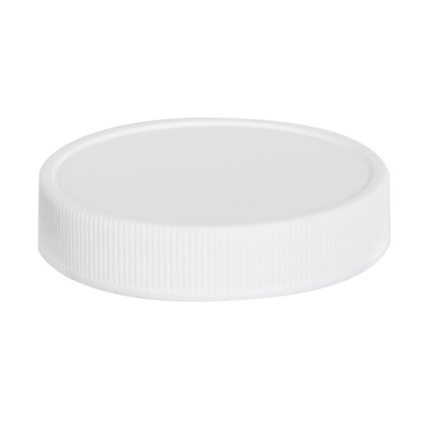 58-400 White Ribbed Matte Top Plastic Cap (Printed Universal Heat Seal Liner)