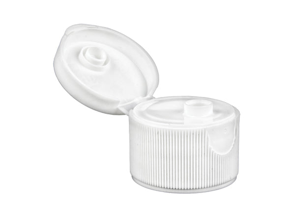28-410 White Ribbed Plastic Snap Top Cap (.250" Orifice)