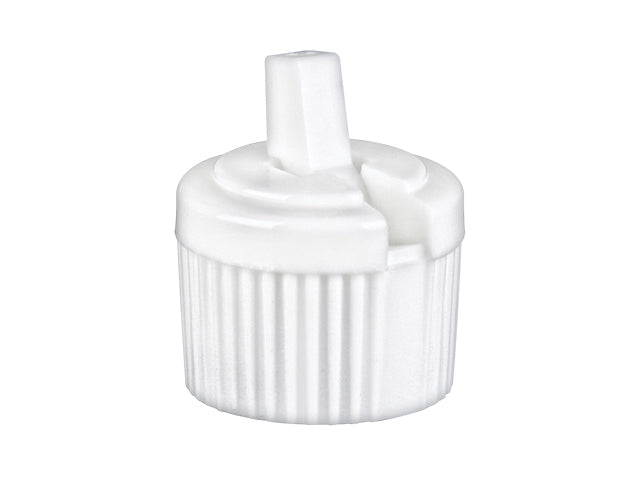 20-410 White Ribbed Directional Spout Plastic Cap PP (.110 Orifice)