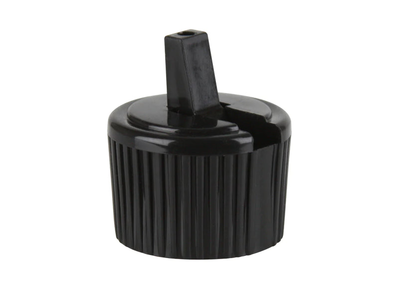 24-410 Black Ribbed Directional Spout Plastic Cap 50% PP PCR