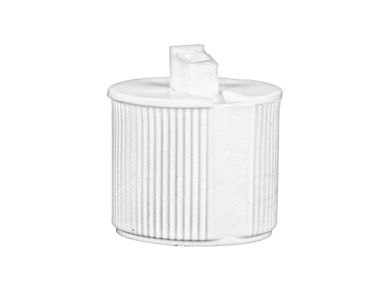 28-410 White Ribbed Directional Spout Plastic Cap PP