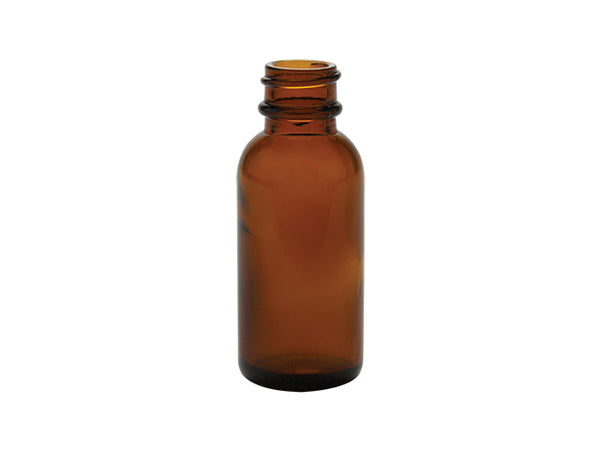 1 oz Amber 20-400 Glass Boston Round Bottle
