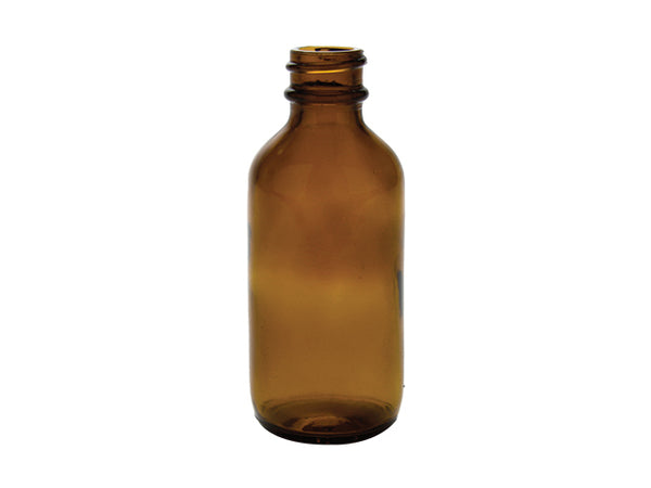 2 oz Amber 20-400 Glass Boston Round Bottle