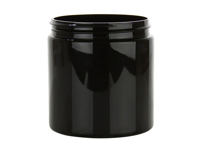 8 oz Black 70-400 PET Plastic Jar 100% PCR