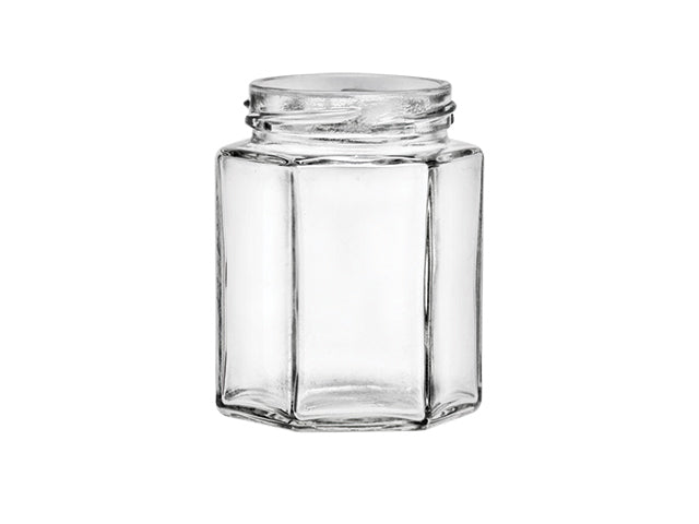 190 mL Clear 58mm 4 Lug Hexagon Glass Jar