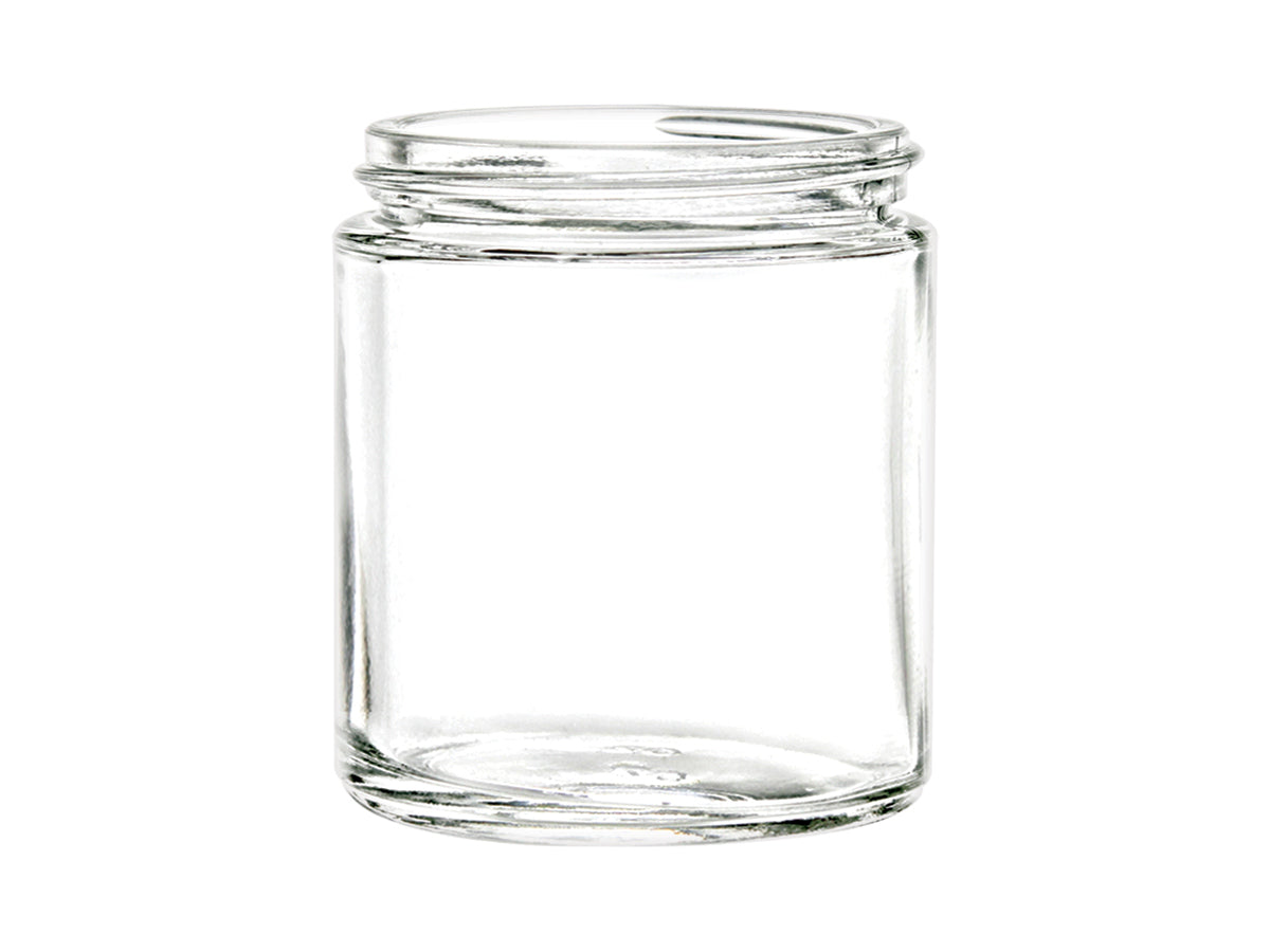 8oz Clear Glass Round Jars - 12/Case, Clear Type III 58 Lug