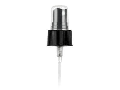 24-410 Black Fine Ribbed Fine Mist Sprayer 6.875" Dip Tube (Output 0.16cc)