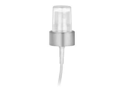22-400 Brushed Aluminum Metallized/White Fine Mist Sprayer 4.3125" Dip Tube (Output 0.16cc)