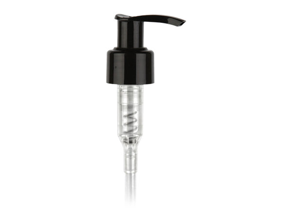 24-410 Smooth Black Lotion Pump lock up Head 8.75" Dip Tube (Output 1.2cc)