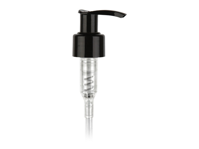 24-410 Smooth Black Lotion Pump lock up Head 8.75" Dip Tube (Output 1.2cc)