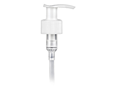 24-410 Ribbed White Lotion Pump lock up Head 6.25" Dip Tube (Output 1.2cc)
