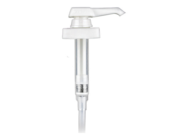 38-400 Ribbed White Lotion Pump lock down Head 11" Dip Tube (Output 8cc)