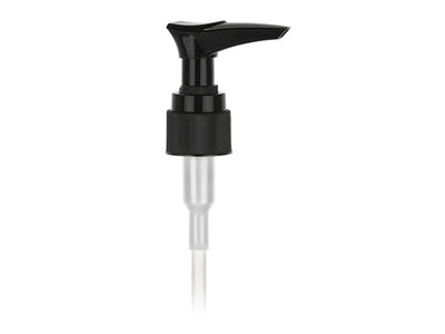 20-410 Black Ribbed Lotion Pump locking Ring Head 6" Dip Tube (Output .5cc)
