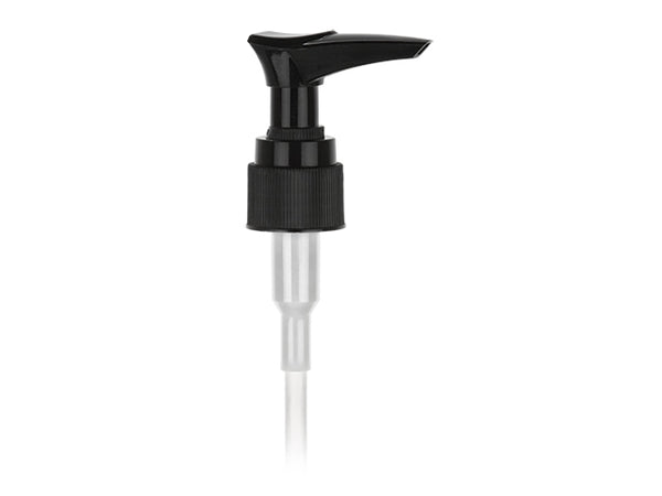 20-410 Ribbed Black Lotion Pump locking ring Head 6" Dip Tube (Output .5cc)