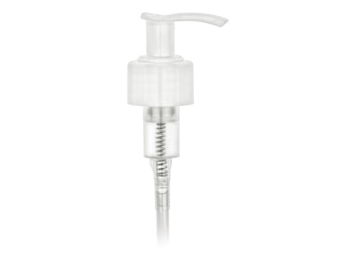 28-410 Smooth White Lotion Pump lock up Head 9.25" Dip Tube (Output 2.2cc)