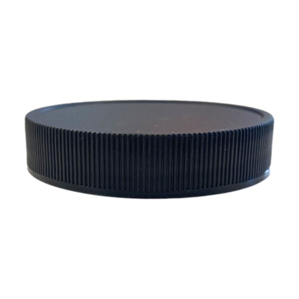 58-400 Black Ribbed Plastic Cap (Printed Universal Heat Seal Liner)