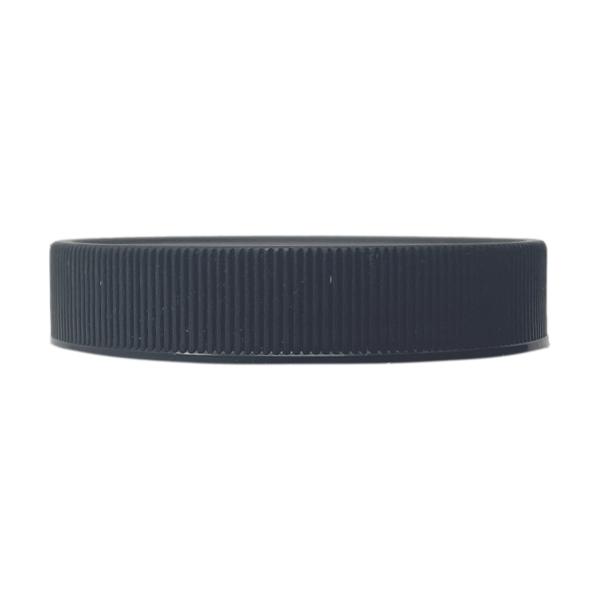 58-400 Black Ribbed Skirt Plastic Cap (Pressure Sensitive Liner)