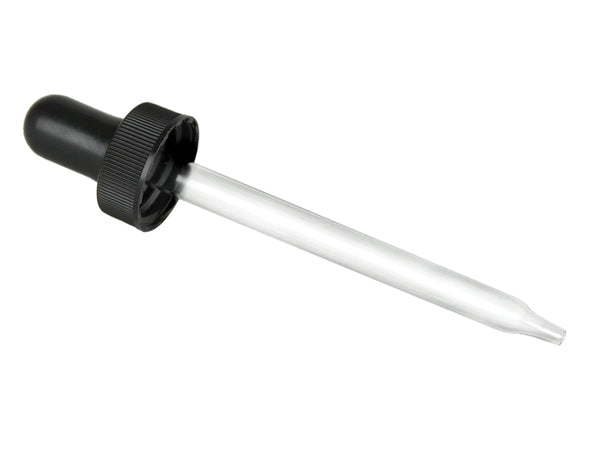22-400 Black Ribbed Dropper Assembly with a 4.0625" (108mm) Glass Pipette