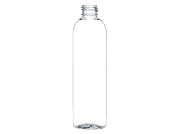 8 oz Clear 24-410 PET Cosmo Round Plastic Bottle 100% PCR