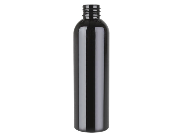 4 oz Black 20-410 Cosmo Round PET Plastic Bottle 100% PCR