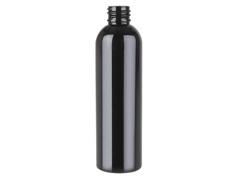 4 oz Black 20-410 Cosmo Round PET Plastic Bottle 100% PCR