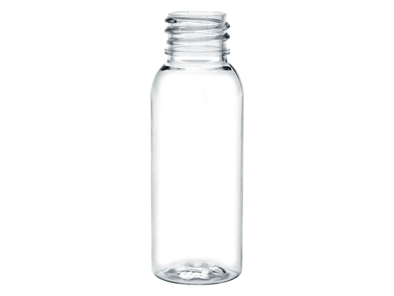 1 oz Clear 20-410 PET Cosmo Round Plastic Bottle 100% PCR