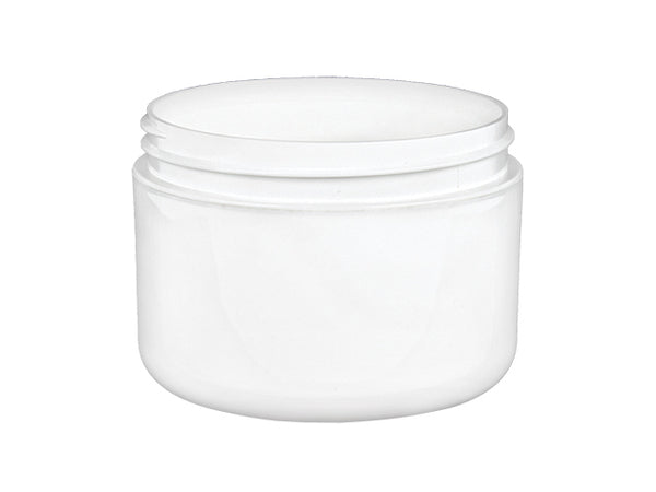 8 oz White 89-400 Double-Wall PP Plastic Jar Round Base