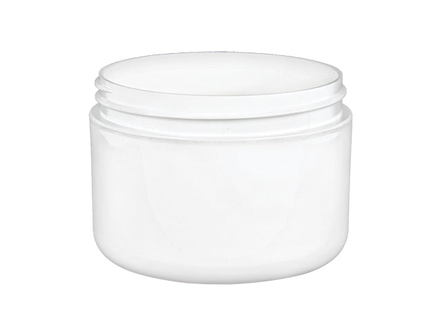 8 oz White 89-400 Double-Wall PP Plastic Jar Round Base