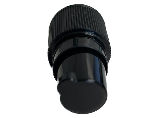 18-415 Black Fine Ribbed Cosmetic Treatment Pump (130MCL Output, 3.75" Dip Tube)
