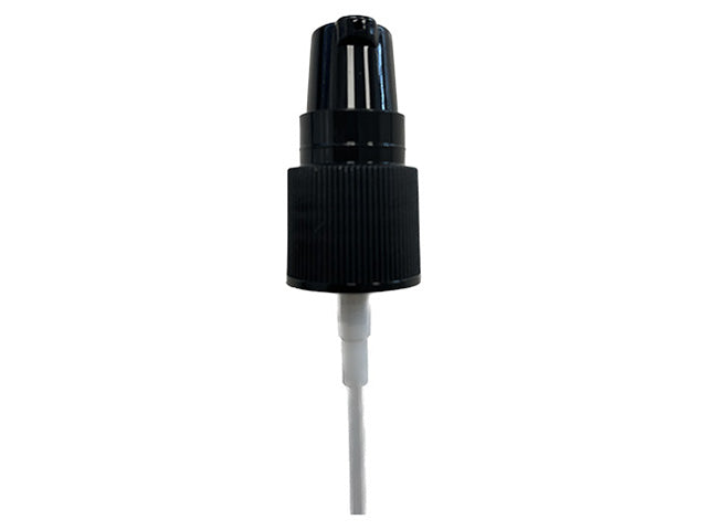 18-415 Black Fine Ribbed Cosmetic Treatment Pump (130MCL Output, 3.75" Dip Tube)