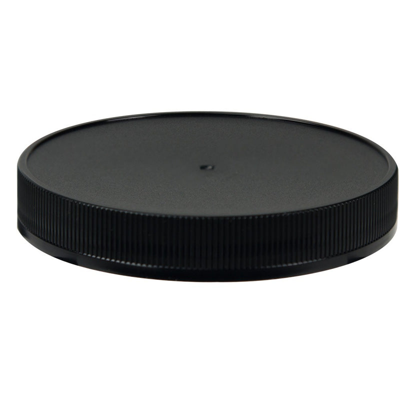 58-400 Black Ribbed Plastic Cap (Pressure Sensitive Liner)