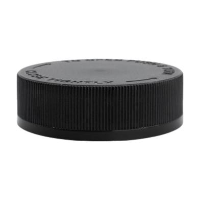 33-400 Black Ribbed Child-Resistant Plastic Cap (Universal Heat Seal Liner)
