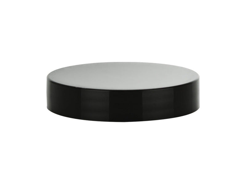 48-400 Black Smooth Plastic Cap (Heat Seal Liner for PET + Printed Pulp)