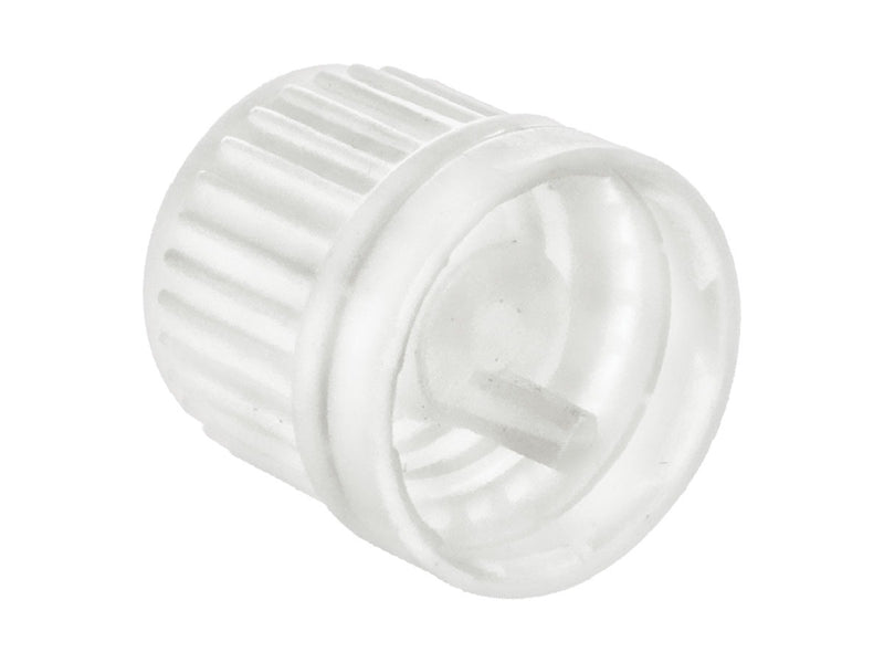 18mm White Ribbed Euro Dropper Cap .039" Orifice Tamper Evident Ring